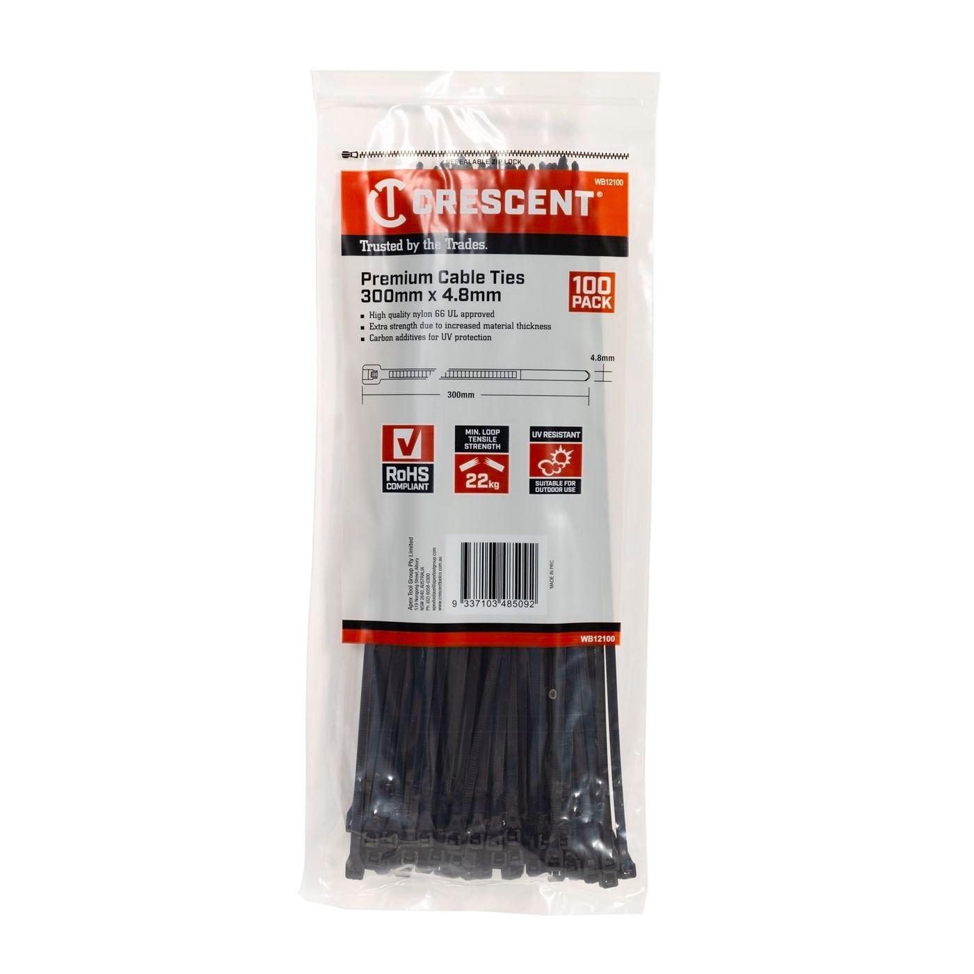 Crescent premium cable ties 100 pack